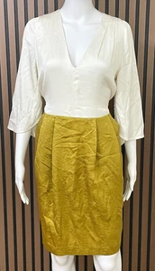 Abito donna Twinkle by Wenlan 8 oro tubino seta plissettato cottagecore preppy - Foto 1 di 9