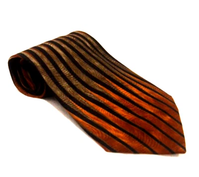 Corbata de seda Fratelli para hombre marrón, negro y gris rayas abstractas hecha en Italia Foto 1 de 4