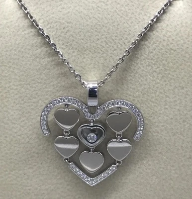 Collar Chopard Happy Diamantes Corazón Oro Blanco 18k Con Certificado Original Foto 1 de 4