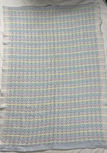 Beacon Vintage Pastel Stripe Plaid Woven Open Weave Cotton Baby Blanket WPL 1675 - Picture 1 of 12