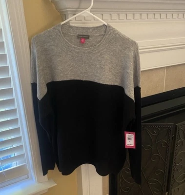 Nuevo con etiquetas $69 Suéter Vince Camuto Para Mujer Mediano Negro Gris Calce Suelto Súper Suave Foto 1 de 4