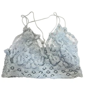 Free People Intimate FP Spitzen Bralette Gr. M blau gesmokt verstellbare Träger - Bild 1 von 4