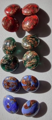 12 botones antiguos vintage de cristal veneciano de Murano de piedra dorada azul verde rojo 3/4" Foto 1 de 4