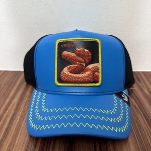 Goorin Brothers  The Farm Trucker "Venom" Hat Mesh Back Blue Faux Leather black - Picture 1 of 9
