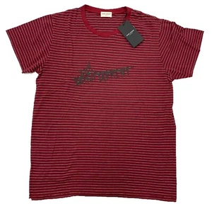 Saint Laurent Striped Bordeaux Cotton T-Shirt Size XXL Made in France - Picture 1 of 5