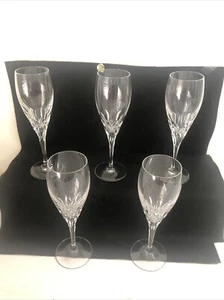 5 Gorham Diamond Clear CHAMPAGNE FLUTES Crystal Glasses 8 3/8” Signed - Picture 1 of 9