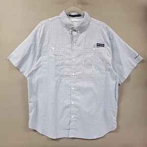 Camicia Columbia uomo grande a quadri con bottoni manica corta ventilata tasche PFG LEGGI - Foto 1 di 13