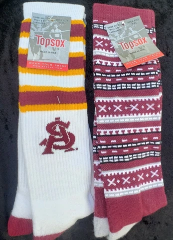 2 Pair Sun Devils Knee Socks Maroon White Gold Arizona State Athletics Cover