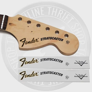 Fender 70's Strat Waterslide Guitar Headstock Decals with CS Logo (Set of 2) - Picture 1 of 4