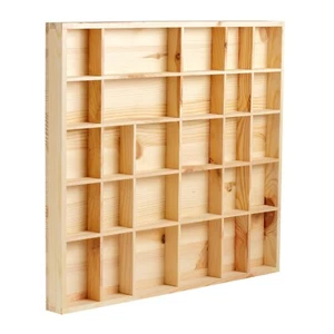 1 x Plain Wooden Tray 28 Compartments Shelf Caddy Storage Tray Unit PD14 - Picture 1 of 12