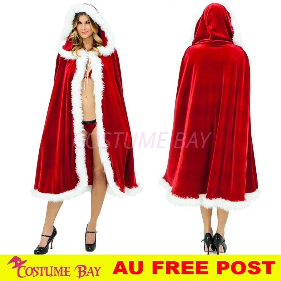 Adults Children Classic Santa Xmas Warm Hooded Red Cape Cloak Claus Robe Costume - image 1 of 1