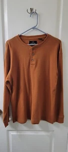Red Head Waffle-Knit Henley Mens M Medium Burnt Orange Long Sleeve - Picture 1 of 4