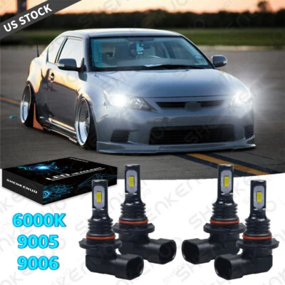 Para Scion tC 2005-2013 - Kit combinado de 4 piezas 6000K faros LED 6000K bombillas altas bajas Foto 1 de 4
