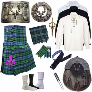 Conjunto de traje escocesa Highland tartán antiguo Campbell falda escocesa de 8 yardas con paquete de 10 piezas - Imagen 1 de 9
