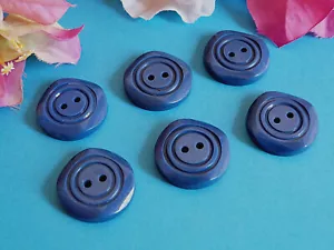 971bbis Superb Buttons "Iridescent" Blue Cerulean Lot 6 Buttons Ep 1970 - Picture 1 of 5