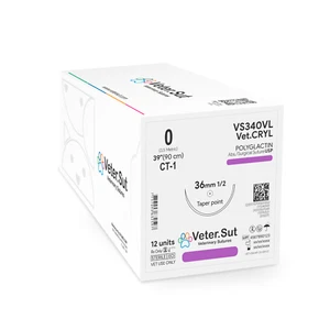 VeterSut VetCRYL Polyglactin, USP 0, 1/2 36mm taper point Veterinary Sutures - Picture 1 of 3