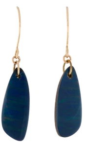 14K Ópalo Doblete Gota Pendientes Largos Oro Amarillo - Imagen 1 de 3