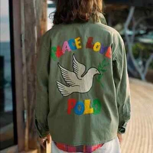 Ralph Lauren Women's Peace Love Polo Green Military Jacket Size L - Picture 1 of 4