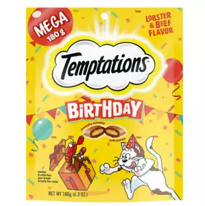 10 Pk- Temptations Birthday Lobster And Beef Flavor Crunchy Soft Treats 6.3 Oz - Picture 1 of 6