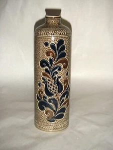 MARZI REMY 10" JARRÓN TEXTURIZADO MARRÓN AZUL COBALTO IMAGINATIVO FLOR DE TULIPÁN FLUIDO - Imagen 1 de 8