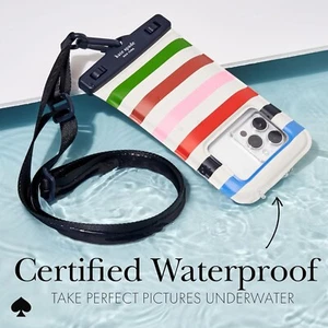 Kate Spade Phone Waterproof Floating Pouch Adventure Stripe Universal 6.7 in - Picture 1 of 3
