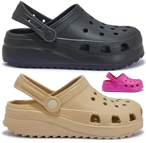 MUJERES DAMAS ZUECOS VERANO PLATAFORMA CUÑA PISCINA DESLIZADORES PLAYA HOILDAY SANDALIAS TALLA - Imagen 1 de 9
