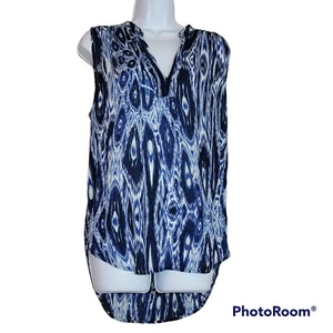 Velvet Women's Med Blue and White Sleeveless Tunic Top with V-Neck NWT - Picture 1 of 13
