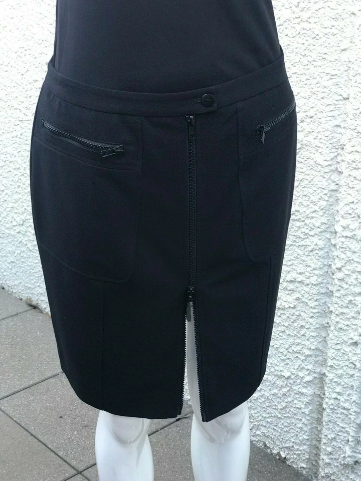 Falda corta negra de diseñador italiano Gigli Elements g con cremallera bidireccional EE. UU. 8P S-M Foto 1 de 4