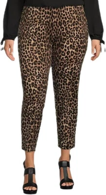 Michael Kors Cheetah Print Ponte Slim Leg Ankle Pants, Dark Camel, 3X - Image 1 of 2