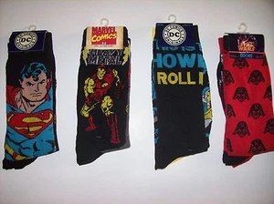 Calcetines para hombre DC Marvel Lucas Select de Superman IronMan Batman Star Wars 2 un. Nuevos en paquete - Imagen 1 de 7