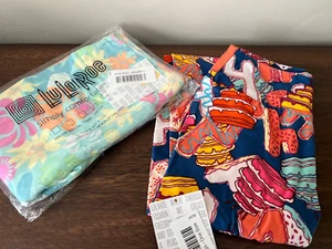 LOTE RARO 2 PR NUEVO LuLaRoe OS TALLA ÚNICA Legging SUAVE PASTEL DE CUMPLEAÑOS COMO NUEVO FLORAL - Imagen 1 de 3