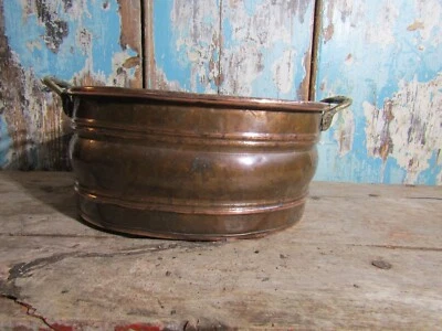 Antike Kupfer Doppelgriff Trog Stil Jardiniere Pflanzgefäß Viktorianische Ära - Bild 1 von 4