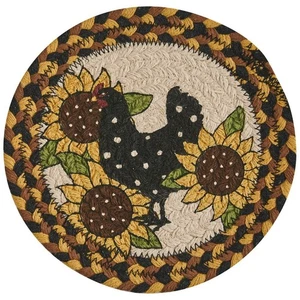 Henny Penny Estampado Trenzado TRIVET 8" Country Rooster Girasol Amarillo Parque - Imagen 1 de 3