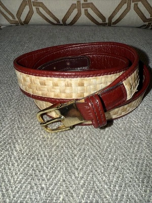 Cinturón Etienne Aigner Cuero Genuino Ratán Talla 30 Ajustado Rojo Sangre de Buey De Colección Foto 1 de 4