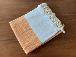 BODRUM HANDTÜCHER, Türkische Strand-/Badetücher, Orange, Rauten Design, Wende - Bild 1 von 2