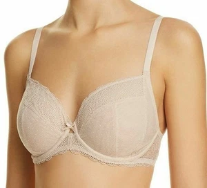 New Chantelle 2731 Le Marais Lace Underwire Unlined Plunge Bra 36DDDD US Nude - Picture 1 of 5