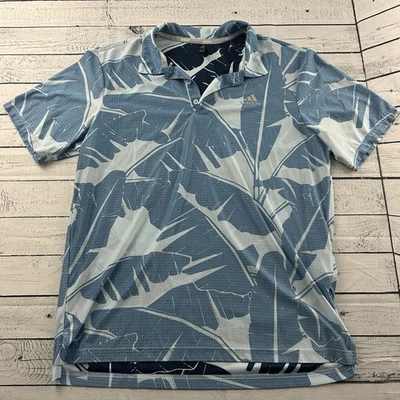 Adidas Golf Short Sleeve AOP Floral Golf Polo Shirt Men's Large Blue - Image 1 of 4
