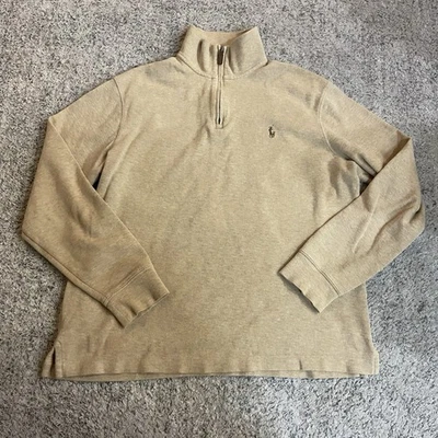 Suéter Polo Ralph Luaren 1/4 Cremallera Para Hombres L Marrón Estate Costilla Pullover Carne Poni Foto 1 de 4