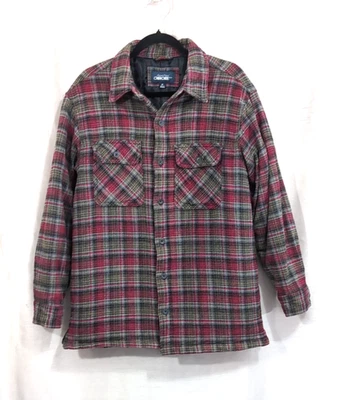 Cherokee Shirt Jacket Men's MEDIUM Quilted Lined Plaid Flannel Shacket w/Pockets - Image 1 of 4