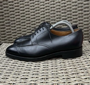 John Lobb Bordor Black Calfskin Split Toe U-Tip Derby Bespoke UK 7E 8896 England - Picture 1 of 14