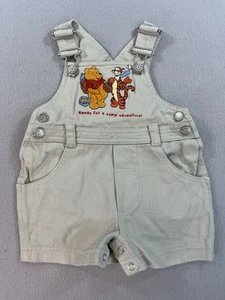 Vintage Disney Winnie The Pooh Embroidered Khaki Overalls 6-9 M Pooh & Tigger - Picture 1 of 9