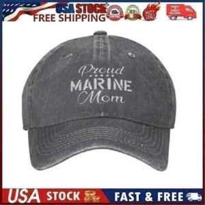 United State Proud Marine Mom Denim Adjustable Military Baseball Cap Gray - Picture 1 of 9