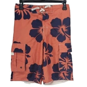 Red Camel Boys Orange Blue Floral Hawaiian Swim Trunk Shorts Size Medium - Picture 1 of 7