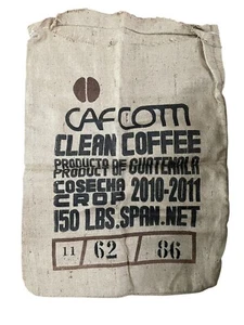 Caf Com Coffee Burlap Sack Bag 150 lbs. Empty 37" x 28-1/2" Product of Guatemala - Picture 1 of 4