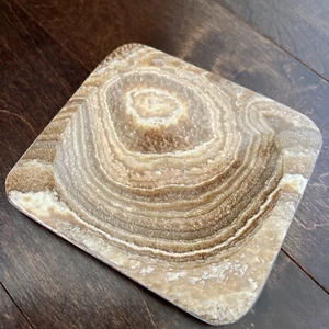 Natural Aragonite Stone Dish 5” Moroccan Polished Stone Trinket Tray Unique Gift - Picture 1 of 17