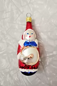 Vintage Czechoslovakia Glass Drummer Christmas Ornament ~ 3.75" - Picture 1 of 6