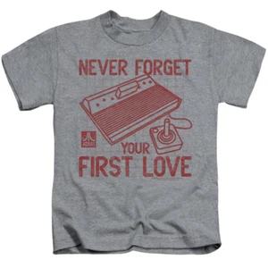 Atari Boys T-Shirt Never Forget Your First Love Heather Tee - Picture 1 of 2