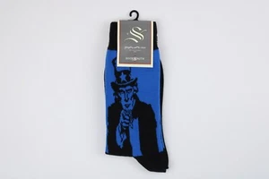 New Socksmith I Want You Blue Black Uncle Sam USA Men's Casual Novelty Crew Sock - Picture 1 of 3