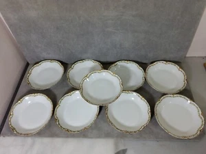 9 HAVILAND FRANCE LIMOGES H&CO. 7.5”D WHITE FRUIT BOWLS RANSON GOLD SCALLOP  - Picture 1 of 20
