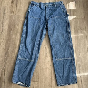 Carhartt Jeans Mens 42x34 Blue Denim Carpenter Double Knee Work Loose Orig. Fit - Picture 1 of 9